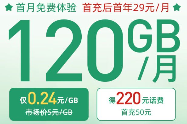 青海電信29元大流量卡 包220元話費 90通用+30G定向+100分鐘語音 長期套餐