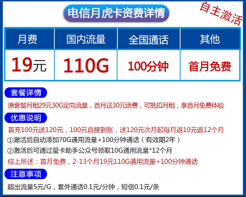 20年長期/短期優惠套餐推薦|首月免費使用19元110G通用+100分鐘語音