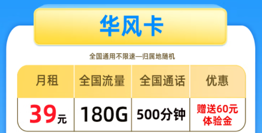 電信華風卡月租39元=150G通用+30G定向+500分語音|電信春鈺卡39元=150G全國流量+500分語音