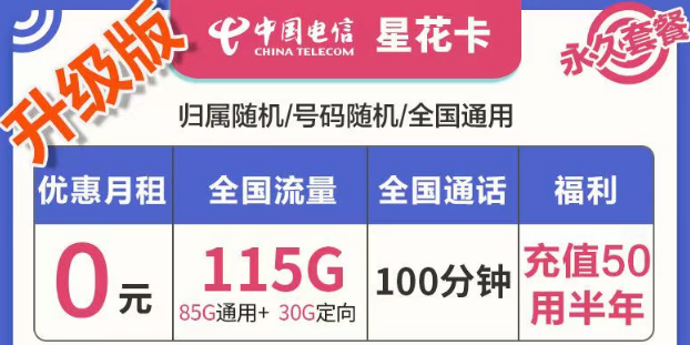 有哪些好用實惠的流量卡套餐？電信星花卡、霜花卡、海興卡|前半年0月租使用