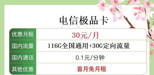 電信極品卡好用嗎？30元月租116G通用 +30G定向+首月免費